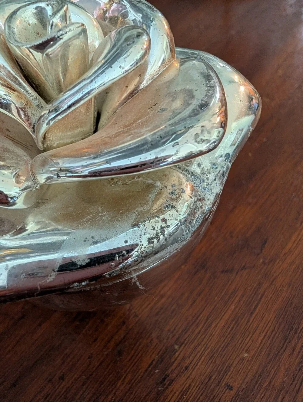 Vintage Silver Plate Rose Jewelry Box Trinket, Heavy Lined, 3.5